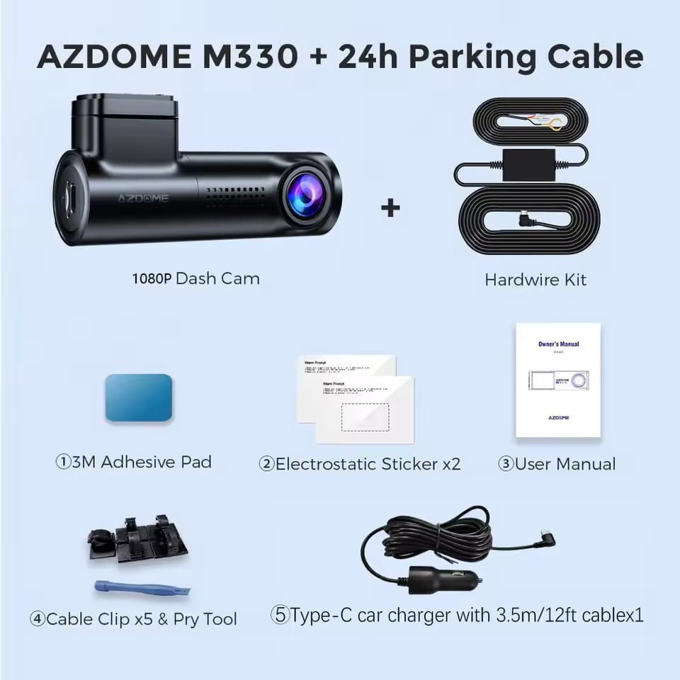 AZDOME Dash Cam M330 1296P Car WiFi Camera