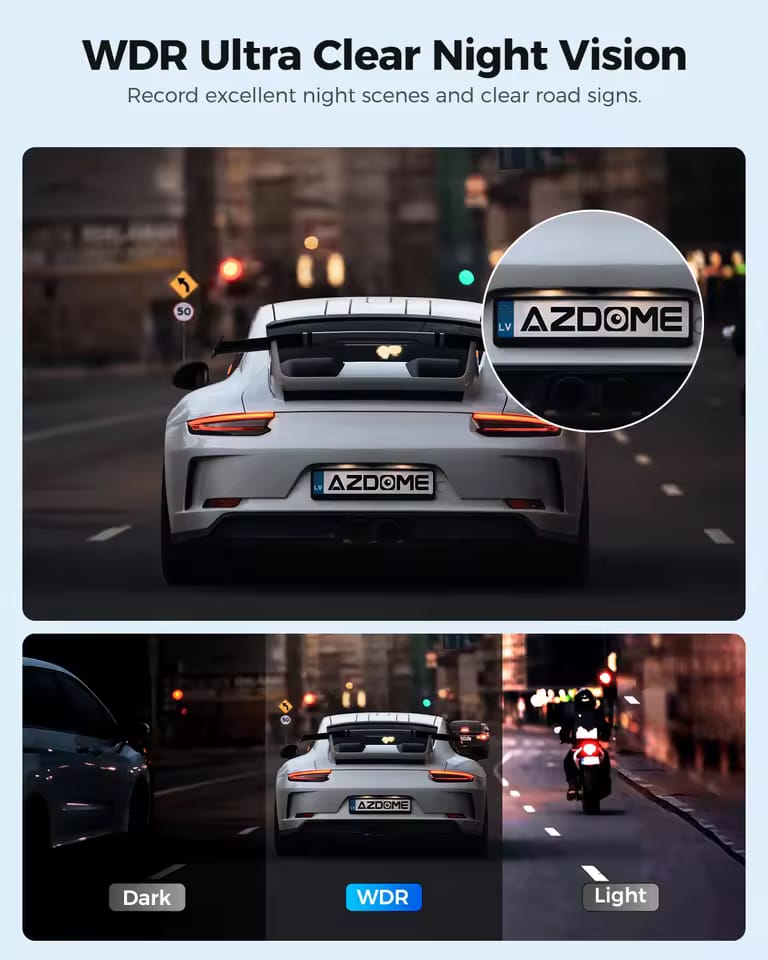 AZDOME Dash Cam M330 1296P Car WiFi Camera